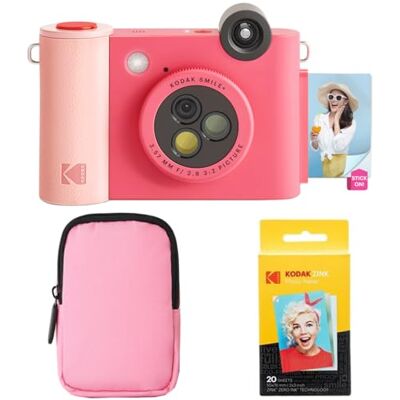Kodak Smile+ 2-in-1 Digitale Sofortbildkamera & Bluetooth Fotodrucker Starterpaket + Weiche Tasche + Zink 20 Blatt Fuchsia Kodak Smile+ 2-in-1 Digitale Sofortbildkamera & Bluetooth Fotodrucker Starterpaket + Weiche Tasche + Zink 20 Blatt Fuchsia
