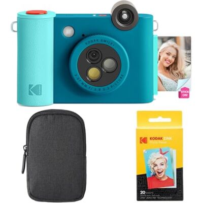 Kodak Smile+ 2-in-1 Digitale Sofortbildkamera & Bluetooth Fotodrucker Starterpaket + Tragetasche + Zink 20 Blatt Blau Kodak Smile+ 2-in-1 Digitale Sofortbildkamera & Bluetooth Fotodrucker Starterpaket + Tragetasche + Zink 20 Blatt Blau