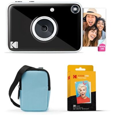 Kodak Printomatic+ Sofortbild Digitalkamera Starter-Set mit Tragetasche (Blau) und 20er Zink-Fotopapier – 10MP, Vollfarbfotos, RGB-LED-Statusanzeige – Schwarz Kodak Printomatic+ Sofortbild Digitalkamera Starter-Set mit Tragetasche (Blau) und 20er Zink-Fotopapier – 10MP, Vollfarbfotos, RGB-LED-Statusanzeige – Schwarz