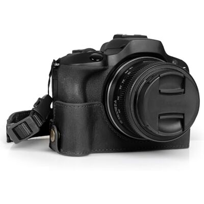 MegaGear Ever Ready Halbkameratasche aus echtem Leder, kompatibel mit Canon EOS R100 (Schwarz) MegaGear Ever Ready Halbkameratasche aus echtem Leder, kompatibel mit Canon EOS R100 (Schwarz)