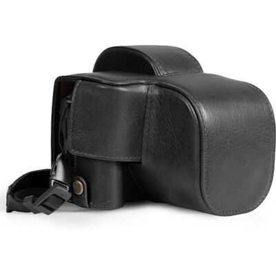 MegaGear Echtleder-Kameratasche für Canon EOS R100 (18-45mm) – stilvolle und schützende Tasche für Digitale Fotografie (Schwarz) MegaGear Echtleder-Kameratasche für Canon EOS R100 (18-45mm) – stilvolle und schützende Tasche für Digitale Fotografie (Schwarz)