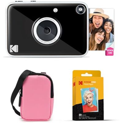 Kodak Printomatic+ Sofortbild Digitalkamera Starter-Set mit Tragetasche (Rosa) und 20er Zink-Fotopapier – 10MP, Vollfarbfotos, RGB-LED-Statusanzeige – Schwarz Kodak Printomatic+ Sofortbild Digitalkamera Starter-Set mit Tragetasche (Rosa) und 20er Zink-Fotopapier – 10MP, Vollfarbfotos, RGB-LED-Statusanzeige – Schwarz