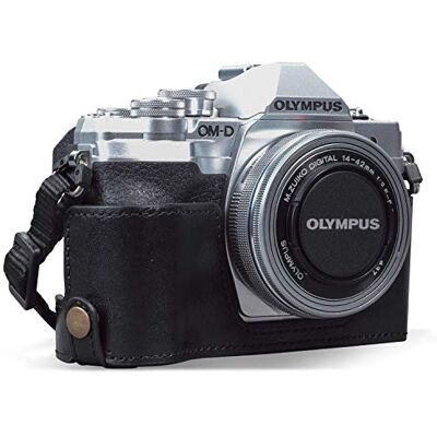 MegaGear MG1934 Ever Ready Echtleder Kamera-Halbtasche mit Trageriemen kompatibel mit Olympus OM-D E-M10 Mark IV Schwarz MegaGear MG1934 Ever Ready Echtleder Kamera-Halbtasche mit Trageriemen kompatibel mit Olympus OM-D E-M10 Mark IV Schwarz