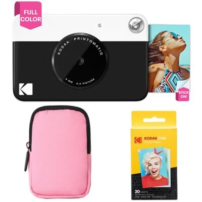 Kodak Printomatic Vollfarb-Sofortdruckkamera-Starterpaket + Softcase + Zink-Fotopapier, 20 Stück – Bunte Fotos auf 2 x 3 Zoll großem Klebepapier – Schwarz Kodak Printomatic Vollfarb-Sofortdruckkamera-Starterpaket + Softcase + Zink-Fotopapier, 20 Stück – Bunte Fotos auf 2 x 3 Zoll großem Klebepapier – Schwarz