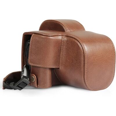 MegaGear Kameratasche aus echtem Leder für Canon EOS R100 (18–45 mm) – stilvolle und schützende Tasche für Digitale Fotografie, BRUN, Kameratasche MegaGear Kameratasche aus echtem Leder für Canon EOS R100 (18–45 mm) – stilvolle und schützende Tasche für Digitale Fotografie, BRUN, Kameratasche