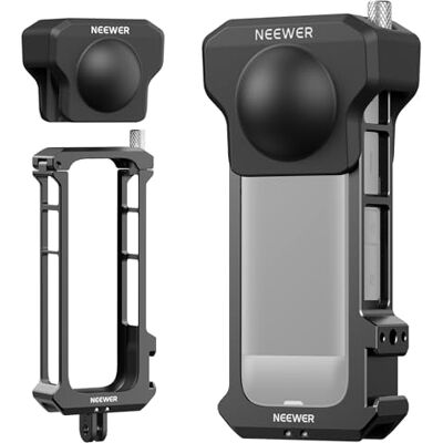 NEEWER Kamerakäfig für Insta 360 X4, Schutzhülle kompatibel mit Insta360 X 4 Videostativ mit schneller Freigabe aus Alulegierung, Montagestück, 1/4" Gewinde, Objektivdeckel, Action Kamera Zubehör NEEWER Kamerakäfig für Insta 360 X4, Schutzhülle kompatibel mit Insta360 X 4 Videostativ mit schneller Freigabe aus Alulegierung, Montagestück, 1/4" Gewinde, Objektivdeckel, Action Kamera Zubehör