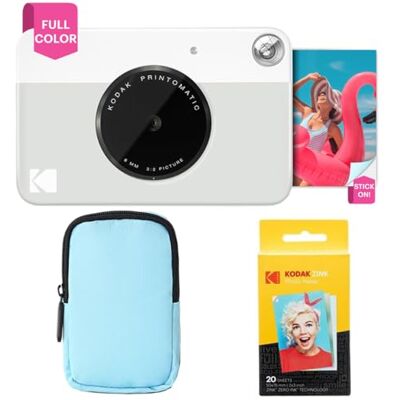 Kodak Printomatic Vollfarb-Sofortdruckkamera-Starterpaket + Softcase + Zink-Fotopapier (20er-Pack) – Bunte Fotos auf 2 x 3 Zoll großem Klebepapier – Grau Kodak Printomatic Vollfarb-Sofortdruckkamera-Starterpaket + Softcase + Zink-Fotopapier (20er-Pack) – Bunte Fotos auf 2 x 3 Zoll großem Klebepapier – Grau