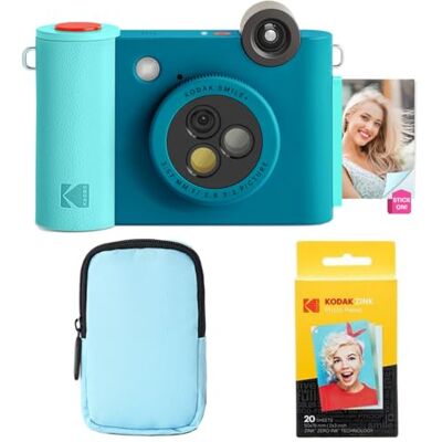 Kodak Smile+ 2-in-1 Digitale Sofortbildkamera & Bluetooth Fotodrucker Starterpaket + Deluxe Tasche + Zink 20 Blatt Blau Kodak Smile+ 2-in-1 Digitale Sofortbildkamera & Bluetooth Fotodrucker Starterpaket + Deluxe Tasche + Zink 20 Blatt Blau