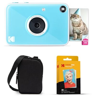 Kodak Printomatic+ Sofortbild Digitalkamera Starter-Set mit Tasche und 20er Zink-Fotopapier – 10MP, RGB-LED, Vollfarbfotos – Blau Kodak Printomatic+ Sofortbild Digitalkamera Starter-Set mit Tasche und 20er Zink-Fotopapier – 10MP, RGB-LED, Vollfarbfotos – Blau