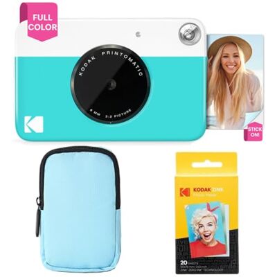 Kodak Printomatic Vollfarb-Sofortdruckkamera-Starterpaket + Softcase + Zink-Fotopapier (20er-Pack) – Bunte Fotos auf 2 x 3 Zoll großem Klebepapier – Blau Kodak Printomatic Vollfarb-Sofortdruckkamera-Starterpaket + Softcase + Zink-Fotopapier (20er-Pack) – Bunte Fotos auf 2 x 3 Zoll großem Klebepapier – Blau
