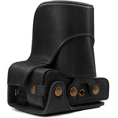 MegaGear Kameratasche aus Leder, schwarz, für Canon EOS M6 Mark II 18-150 mm Objektiv MegaGear Kameratasche aus Leder, schwarz, für Canon EOS M6 Mark II 18-150 mm Objektiv