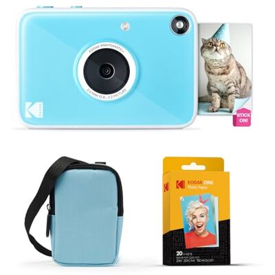 Kodak Printomatic+ Sofortbild Digitalkamera Starter-Set mit Tragetasche (Blau) und 20er Zink-Fotopapier – 10MP, Vollfarbfotos, RGB-LED-Statusanzeige – Blau Kodak Printomatic+ Sofortbild Digitalkamera Starter-Set mit Tragetasche (Blau) und 20er Zink-Fotopapier – 10MP, Vollfarbfotos, RGB-LED-Statusanzeige – Blau