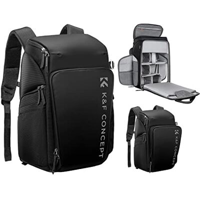 K&F CONCEPT Kamerarucksack, Fotorucksack für Fotografen, Kamerarucksack mit 15.6 Zoll-Laptopfach, kompatibel für Canon/Nikon/Sony/DJI Mavic Drone (Alpha Rucksack 25L), Schwarz K&F CONCEPT Kamerarucksack, Fotorucksack für Fotografen, Kamerarucksack mit 15.6 Zoll-Laptopfach, kompatibel für Canon/Nikon/Sony/DJI Mavic Drone (Alpha Rucksack 25L), Schwarz