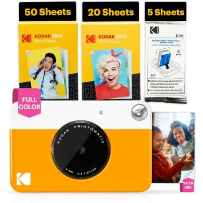 Kodak Printomatic Sofortbildkamera – 75 Blatt Paket – 5MP – Zink 2x3 Fotos – Tragbar – Gelb Kodak Printomatic Sofortbildkamera – 75 Blatt Paket – 5MP – Zink 2x3 Fotos – Tragbar – Gelb
