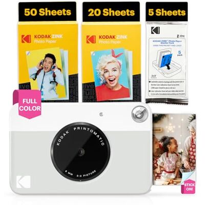 Kodak Printomatic Sofortbildkamera – 75 Blatt Paket – 5MP – Zink 2x3 Fotos – Tragbar – Grau Kodak Printomatic Sofortbildkamera – 75 Blatt Paket – 5MP – Zink 2x3 Fotos – Tragbar – Grau