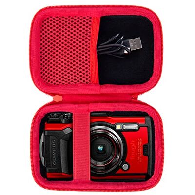 Aenllosi Hartschalentasche für Digitalkamera OM System Tough TG-7, Rot Netztasche für Kabel und Zubehör, Wasserabweisende Oberfläche für zusätzlichen Schutz, Nur Hülle ohne Gerät und Zubehör Aenllosi Hartschalentasche für Digitalkamera OM System Tough TG-7, Rot Netztasche für Kabel und Zubehör, Wasserabweisende Oberfläche für zusätzlichen Schutz, Nur Hülle ohne Gerät und Zubehör