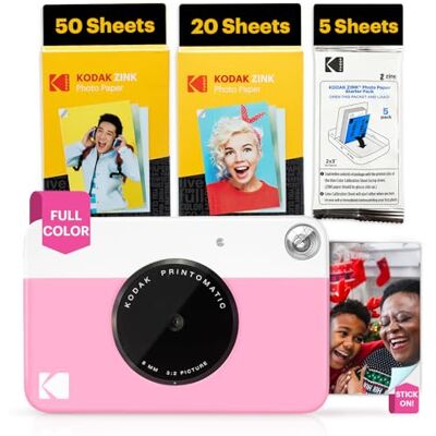 Kodak Printomatic Sofortbildkamera – 75 Blatt Paket – 5MP – Zink 2x3 Fotos – Tragbar – Rosa Kodak Printomatic Sofortbildkamera – 75 Blatt Paket – 5MP – Zink 2x3 Fotos – Tragbar – Rosa