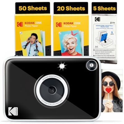 Kodak Printomatic+ Digitalkamera mit Sofortdruck-Funktion (Vollfarbe), inkl. Zink Fotopapier mit Kleberückseite (5,1 x 7,5 cm), 5 MP, Schwarz, 75-Blatt-Bündel Kodak Printomatic+ Digitalkamera mit Sofortdruck-Funktion (Vollfarbe), inkl. Zink Fotopapier mit Kleberückseite (5,1 x 7,5 cm), 5 MP, Schwarz, 75-Blatt-Bündel