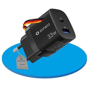 Sonero USB C Ladegerät, 2 Port Adapter, Netzteil 33 Watt Schnellladegerät kompatibel mit Apple iPhone 15, Samsung, Tablet, Laptop uvm, Mehrfach GaN QC PD Charger, Schwarz Sonero USB C Ladegerät, 2 Port Adapter, Netzteil 33 Watt Schnellladegerät kompatibel mit Apple iPhone 15, Samsung, Tablet, Laptop uvm, Mehrfach GaN QC PD Charger, Schwarz