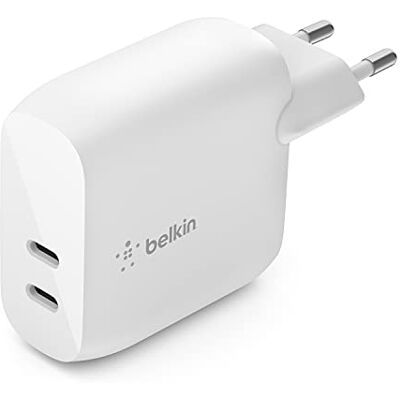 Belkin 40-W-USB-C-PD-Ladegerät (2 USB-C-Ports mit 20 W je Port, Schnellladen mit Power Delivery für das iPhone 14, 13, oder 12, iPad Pro, Galaxy und andere Geräte) Belkin 40-W-USB-C-PD-Ladegerät (2 USB-C-Ports mit 20 W je Port, Schnellladen mit Power Delivery für das iPhone 14, 13, oder 12, iPad Pro, Galaxy und andere Geräte)