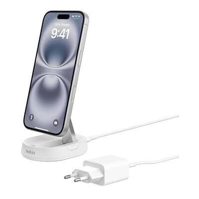 Belkin BoostCharge Pro induktive Ladestation 15W, Qi2-Ladegerät, kabelloses Ladegerät, kompatibel mit MagSafe, kabelloses Qi2-Ladestation für Apple iPhone 16/15/14/13/12, inkl. 20-W-Netzteil – Weiß Belkin BoostCharge Pro induktive Ladestation 15W, Qi2-Ladegerät, kabelloses Ladegerät, kompatibel mit MagSafe, kabelloses Qi2-Ladestation für Apple iPhone 16/15/14/13/12, inkl. 20-W-Netzteil – Weiß