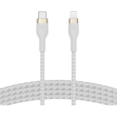 Belkin BoostCharge Pro Flex geflochtenes USB-C/Lightning-Kabel, 1 m, MFi-zertifiziert, 20 W, zum Schnellladen mit PD Power Delivery für Geräte wie iPhone 14/14 Plus, 13, 12, Pro, Max, mini – Weiß Belkin BoostCharge Pro Flex geflochtenes USB-C/Lightning-Kabel, 1 m, MFi-zertifiziert, 20 W, zum Schnellladen mit PD Power Delivery für Geräte wie iPhone 14/14 Plus, 13, 12, Pro, Max, mini – Weiß