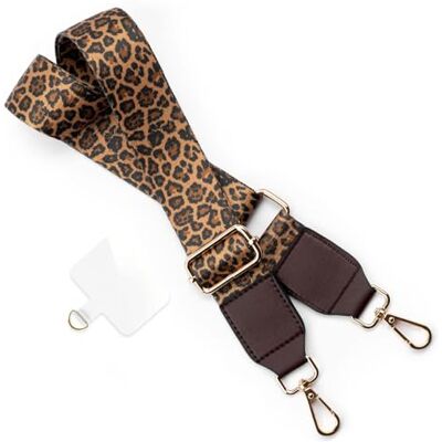 ONEFLOW Universal Handykette ohne Hülle zum Umhängen, Kette abnehmbar mit 2 Karabinern, Handyband extra breit längenverstellbar, Crossbody Nylon Handy Band, Chainless Rebel Strap, Leopard ONEFLOW Universal Handykette ohne Hülle zum Umhängen, Kette abnehmbar mit 2 Karabinern, Handyband extra breit längenverstellbar, Crossbody Nylon Handy Band, Chainless Rebel Strap, Leopard