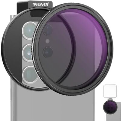 NEEWER 67mm Clip On Variable ND2-ND32 Handy Objektiv Filter Set, Telefon Clip mit Gewinde Adapterring/Cold Shoe/Verriegelungsknopf, HD ND Filter für iPhone 15 Pro Max 14 13 Galaxy S22 S23 S24 Ultra NEEWER 67mm Clip On Variable ND2-ND32 Handy Objektiv Filter Set, Telefon Clip mit Gewinde Adapterring/Cold Shoe/Verriegelungsknopf, HD ND Filter für iPhone 15 Pro Max 14 13 Galaxy S22 S23 S24 Ultra