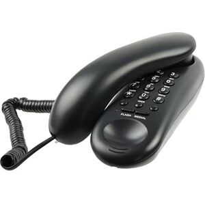 TELEGARTNER Wandtelefon Schnurgebundenes platzsparendes Telefon mit elastischem Spiralkabel Wahlwiederholung MFV-Tonwahlverfahren schwarz TELEGARTNER Wandtelefon Schnurgebundenes platzsparendes Telefon mit elastischem Spiralkabel Wahlwiederholung MFV-Tonwahlverfahren schwarz