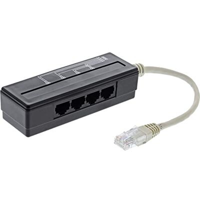 InLine 69995A 4-fach Telefon Port Splitter, RJ45 Stecker an 4x RJ45 Buchse, 0,15m InLine 69995A 4-fach Telefon Port Splitter, RJ45 Stecker an 4x RJ45 Buchse, 0,15m
