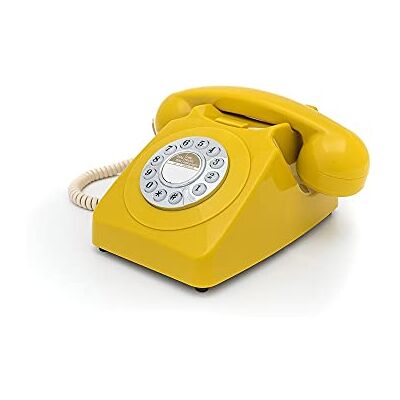 GPO 746PUSHMUS Nostalgie Telefon im 70er Jahre Design, Senfgelb GPO 746PUSHMUS Nostalgie Telefon im 70er Jahre Design, Senfgelb