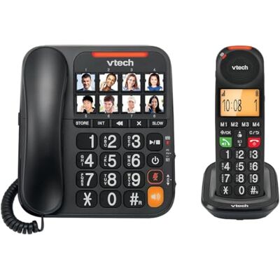 VTech Schnurgeb./Schnurloses Telefon, Digit. Anrufbeantworter, 8 Foto-Direktwahltasten, große Tasten/Display, hörgerätekompatibel, Lautstärkenregler, Opt. Rufanzeige, Anrufblocker CL6550 VTech Schnurgeb./Schnurloses Telefon, Digit. Anrufbeantworter, 8 Foto-Direktwahltasten, große Tasten/Display, hörgerätekompatibel, Lautstärkenregler, Opt. Rufanzeige, Anrufblocker CL6550
