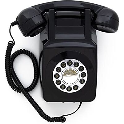 GPO 746WALL Retro Festznetztelefon mit Drucktasten zur Wandmontage mit authentischer Klingelton, Schwarz GPO 746WALL Retro Festznetztelefon mit Drucktasten zur Wandmontage mit authentischer Klingelton, Schwarz