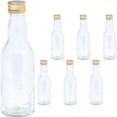 Vitrea 6 leere Glasflaschen 200ml Schraubverschluss Gold kleine Flaschen zum Befüllen mit Deckel für Saft, Getränke, Likör, Öl, Saucen, Sirup 6 Stück, PP28, Kropfhals Vitrea 6 leere Glasflaschen 200ml Schraubverschluss Gold kleine Flaschen zum Befüllen mit Deckel für Saft, Getränke, Likör, Öl, Saucen, Sirup 6 Stück, PP28, Kropfhals