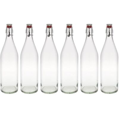 Flaschenland 1L Glasflaschen Giara im 6er Set aus Klarglas für Saft Wasser Likör Sirup Milch und Öl mit Bügelverschluss Flaschenland 1L Glasflaschen Giara im 6er Set aus Klarglas für Saft Wasser Likör Sirup Milch und Öl mit Bügelverschluss