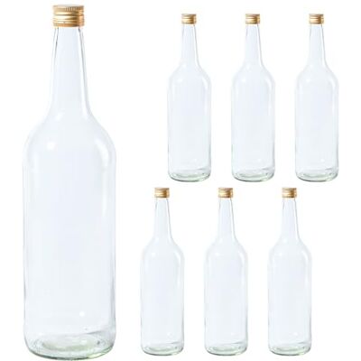 Vitrea 6 leere Glasflaschen 1 Liter Schraubverschluss Gold große Flaschen zum Befüllen mit Deckel für Wein, Saft, Getränke, Likör, Öl, Saucen 6 Stück, PP28, Gradhals Vitrea 6 leere Glasflaschen 1 Liter Schraubverschluss Gold große Flaschen zum Befüllen mit Deckel für Wein, Saft, Getränke, Likör, Öl, Saucen 6 Stück, PP28, Gradhals
