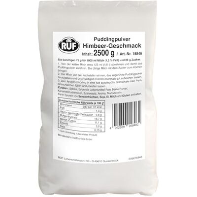 RUF Pudding Himbeere, Puddingpulver für Himbeerpudding, nur mit Milch und Zucker aufkochen, Großgebinde, glutenfrei, ohne Allergene, 1x2500g RUF Pudding Himbeere, Puddingpulver für Himbeerpudding, nur mit Milch und Zucker aufkochen, Großgebinde, glutenfrei, ohne Allergene, 1x2500g