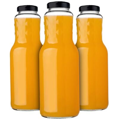 KADAX 3er Set Glasflaschen 1L mit Schraubverschluss Schwarz – Leere Milchflaschen Saftflaschen zum Befüllen für Saft, Milch, Smoothies & Sirup, Refillable Glass Bottles KADAX 3er Set Glasflaschen 1L mit Schraubverschluss Schwarz – Leere Milchflaschen Saftflaschen zum Befüllen für Saft, Milch, Smoothies & Sirup, Refillable Glass Bottles