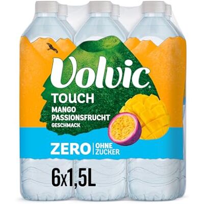 Volvic Touch Zero Mango-Passionsfrucht-Geschmack – Natürliches Mineralwasser mit Mango-Passionsfrucht-Geschmack – Ohne Zucker, künstliche Süßstoffe und ohne Konservierungsstoffe – 6 x 1,5 l Volvic Touch Zero Mango-Passionsfrucht-Geschmack – Natürliches Mineralwasser mit Mango-Passionsfrucht-Geschmack – Ohne Zucker, künstliche Süßstoffe und ohne Konservierungsstoffe – 6 x 1,5 l