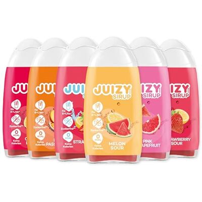 JUIZY WOW Black Deal Sirup Zuckerfrei 6 x 65ml Deal-Mixed Bis 72L Getränkesirup Zero Kalorien Vegan 6er Bundle Fruch Konzentrat für SodaStream Wassersprudler More Juice Less Calories JUIZY WOW Black Deal Sirup Zuckerfrei 6 x 65ml Deal-Mixed Bis 72L Getränkesirup Zero Kalorien Vegan 6er Bundle Fruch Konzentrat für SodaStream Wassersprudler More Juice Less Calories