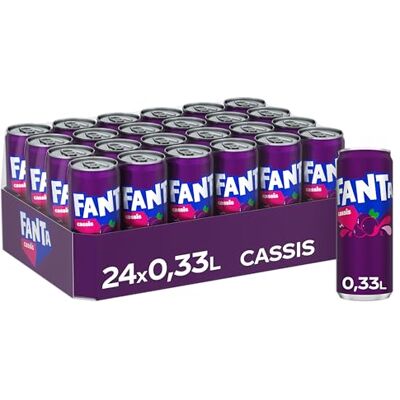 Fanta Cassis, Limonade, Einweg Dose, 24 x 330 ml Mit intensivem Geschmack von schwarzem Johannisbeersaft, erfrischende Limonade Fanta Cassis, Limonade, Einweg Dose, 24 x 330 ml Mit intensivem Geschmack von schwarzem Johannisbeersaft, erfrischende Limonade