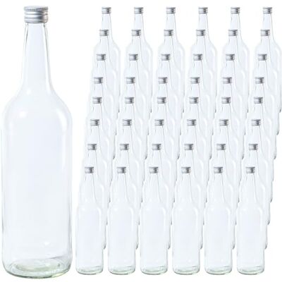 Vitrea 48 leere Glasflaschen 1 Liter Schraubverschluss Silber große Flaschen zum Befüllen mit Deckel für Wein, Saft, Getränke, Likör, Öl, Saucen 48 Stück, PP28, Gradhals Vitrea 48 leere Glasflaschen 1 Liter Schraubverschluss Silber große Flaschen zum Befüllen mit Deckel für Wein, Saft, Getränke, Likör, Öl, Saucen 48 Stück, PP28, Gradhals