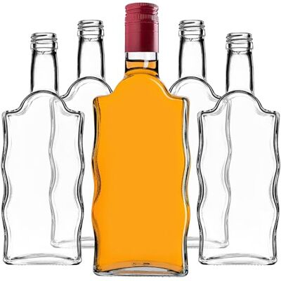 KADAX 5er Set Glasflaschen 500ml mit Schraubverschluss Rot, Lang – Leere Flaschen zum Befüllen für Saft, Likör, Öl, Essig & Sirup, Refillable Glass Bottles KADAX 5er Set Glasflaschen 500ml mit Schraubverschluss Rot, Lang – Leere Flaschen zum Befüllen für Saft, Likör, Öl, Essig & Sirup, Refillable Glass Bottles