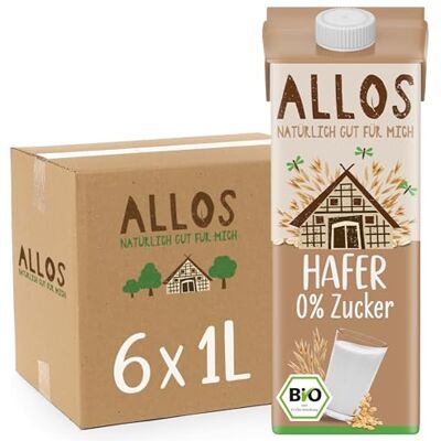 Allos Bio Haferdrink ungesüßt Milchalternative aus Hafer Drink auf Pflanzenbasis veganer Drink zuckerfrei ohne Zucker vegan laktosefrei 1 Liter (6 Stück) Allos Bio Haferdrink ungesüßt Milchalternative aus Hafer Drink auf Pflanzenbasis veganer Drink zuckerfrei ohne Zucker vegan laktosefrei 1 Liter (6 Stück)