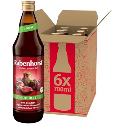 Rabenhorst Rote Bete BIO 6er Pack (6 x 700 ml) Hochwertiger Rote-Bete-Saft aus 100 % Direktsaft mit Zitronensaft abgerundet Rabenhorst Rote Bete BIO 6er Pack (6 x 700 ml) Hochwertiger Rote-Bete-Saft aus 100 % Direktsaft mit Zitronensaft abgerundet