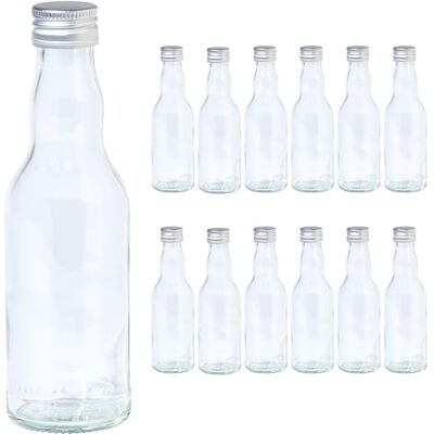 Vitrea 12 leere Glasflaschen 200ml Schraubverschluss Silber kleine Flaschen zum Befüllen mit Deckel für Saft, Getränke, Likör, Öl, Saucen, Sirup 12 Stück, PP28, Kropfhals Vitrea 12 leere Glasflaschen 200ml Schraubverschluss Silber kleine Flaschen zum Befüllen mit Deckel für Saft, Getränke, Likör, Öl, Saucen, Sirup 12 Stück, PP28, Kropfhals