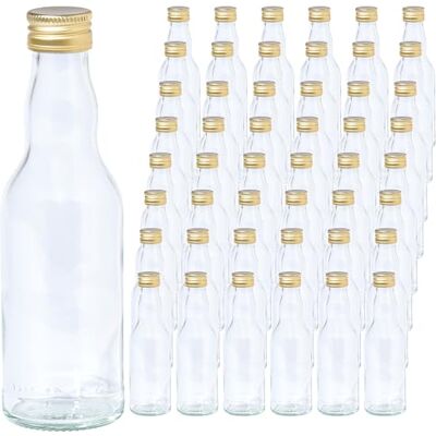 Vitrea 48 leere Glasflaschen 200ml Schraubverschluss Gold kleine Flaschen zum Befüllen mit Deckel für Saft, Getränke, Likör, Öl, Saucen, Sirup 48 Stück, PP28, Kropfhals Vitrea 48 leere Glasflaschen 200ml Schraubverschluss Gold kleine Flaschen zum Befüllen mit Deckel für Saft, Getränke, Likör, Öl, Saucen, Sirup 48 Stück, PP28, Kropfhals