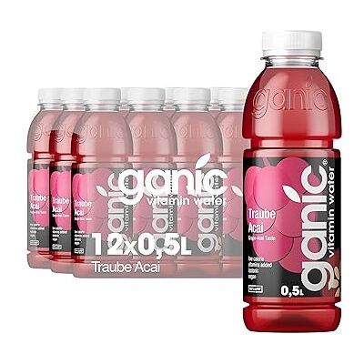 ganic Vitaminwasser Traube Acai – 12 x 0,5 L PET-Flaschen – Vitamin Booster mit einer extra Dosis Koffein & Guarana – 100 % natürlich, vegan, isotonisch & kalorienarm – ohne Konservierungsstoffe ganic Vitaminwasser Traube Acai – 12 x 0,5 L PET-Flaschen – Vitamin Booster mit einer extra Dosis Koffein & Guarana – 100 % natürlich, vegan, isotonisch & kalorienarm – ohne Konservierungsstoffe