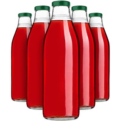 KADAX 5er Set Glasflaschen 1L mit Schraubverschluss Grün – Leere Milchflaschen Saftflaschen zum Befüllen für Saft, Milch, Smoothies & Sirup, Refillable Glass Bottles KADAX 5er Set Glasflaschen 1L mit Schraubverschluss Grün – Leere Milchflaschen Saftflaschen zum Befüllen für Saft, Milch, Smoothies & Sirup, Refillable Glass Bottles