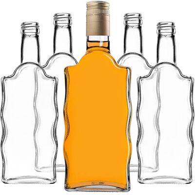 KADAX 5er Set Glasflaschen 500ml mit Schraubverschluss Gold, Lang – Leere Flaschen zum Befüllen für Saft, Likör, Öl, Essig & Sirup, Refillable Glass Bottles KADAX 5er Set Glasflaschen 500ml mit Schraubverschluss Gold, Lang – Leere Flaschen zum Befüllen für Saft, Likör, Öl, Essig & Sirup, Refillable Glass Bottles